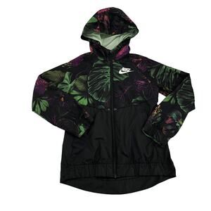 Nike Jacket Black Floral Windbreaker Size Youth Small (8)